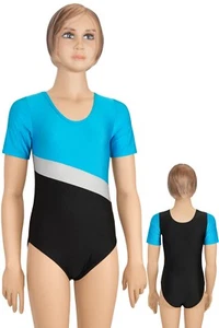 Kids Sports Suit Turnbody Short Sleeves "Bertha" Turquoise-Silver-Black 116-164 - Picture 1 of 1
