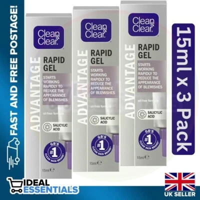 JOHNSON & JOHNSON Clean & Clear Advantage Quick Clear Treatment Rapid Gel (15ml x 3 Pack)