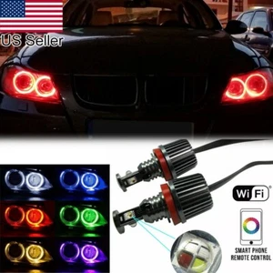 H8 LED RGB Angel Eyes Halo Ring Light Canbus WIFI For BMW E90 E92 335i 328i M3 - Picture 1 of 12