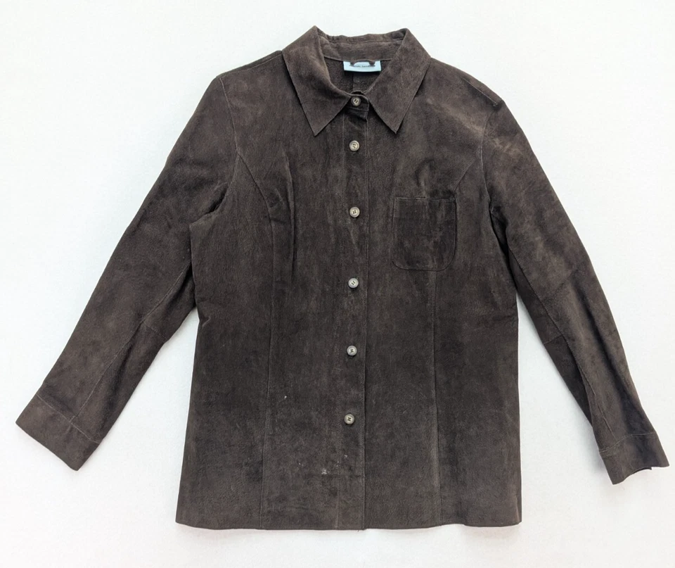 Marsh Landing Mujer Gamuza Abotonada Camisa Chaqueta Chamarra Marrón Talla M Foto 1 de 4