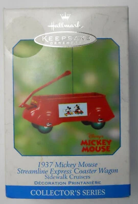 Hallmark Disney MICKEY MOUSE COASTER WAGON Sidewalk Cruiser #6 adorno de metal Foto 1 de 4