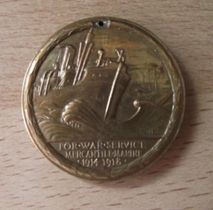 WW1 MERCANTILE MARINE 1914 - 1918 MEDAL FOR WAR SERVICE SEE PICTURES - Picture 1 of 4