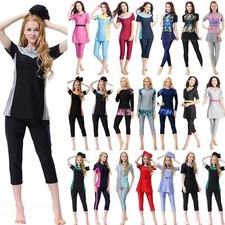 Muslim Islamic Womens Modest Beach Full Cover Burkini Set Swimwear Swimming Suit