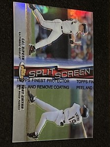 1999 Topps Finest Split Screen Cal Ripken JR REFRACTOR Tony Gwynn PROTECTOR ON