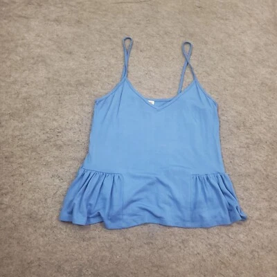 Mossimo Shirt Womens Medium Blue Tank Crop Top Spaghetti Strap Basic Ladies - Image 1 of 4
