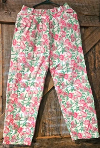 Lilly Pulitzer Vintage Y2K Pants Size 8 Tulip Floral Pink Green 100% cotton RARE - Picture 1 of 17