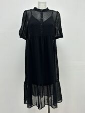 Ex Primark Chiffon Button Detail Cami Lining Overlay Midi Dress Size 10 12