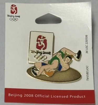 2008 Beijing Olympic Pin wrestling Logo Lapel Pin - Image 1 of 2