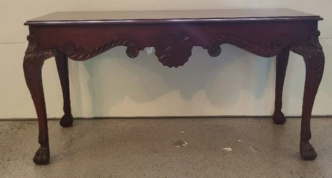 BAKER Stately Homes Georgian Mahogany Sofa Table Console Table Paw Foot Cover