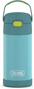 THERMOS FUNTAINER Water Bottle with Straw - 12 Ounce, Blue/Green - Kids Stainles - Picture 1 of 12