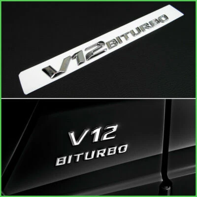 1x Plata Brillante ABS V12 BITURBO Guardabarros Lateral Placa de Identificación Emblema Para Mercedes-Benz Foto 1 de 4