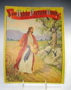 1941 THE BIBLE PICTURE BOOK Text #2373 Cloth-Line Saalfield Pub Paper Back Book - Imagen 1 de 13