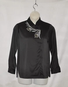 Bob Mackie Charmeuse Asymmetrical Blouse Size S Black - Picture 1 of 2