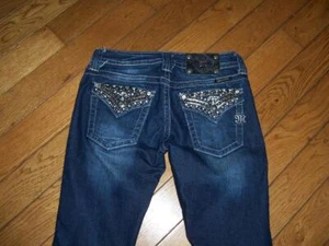 MISS ME WOMEN'S JP5489B2 BOOT BLUE JEANS RHINESTONE RIVETS SIZE 26 MEASURE 28X33 - Picture 1 of 4