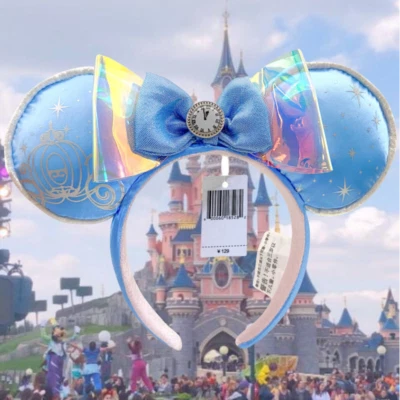 Disney`Park Princess Mindnight Pumpin Cinderella Minnie Mouse Blue Ears Headband - Image 1 of 4