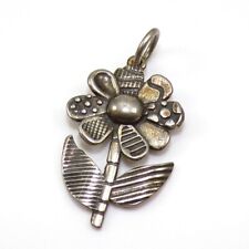 Quilt Patchwork Flower Sterling Silver Modernist Daisy Pendant Charm FZA