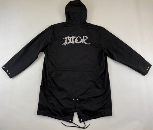 Christian Dior x Peter Doig parka cappotto con cappuccio prezzo consigliato $3500 nero made in Italy 54