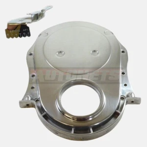 Cubierta de cadena de distribución de aluminio pulido BBC y pestaña de distribución bloque grande Chevy 396-454 V8 - Imagen 1 de 2