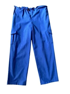 Royal Blue Drawstring Waist Cargo Pants Pockets Large Secret Charm Wide Leg - Picture 1 of 16