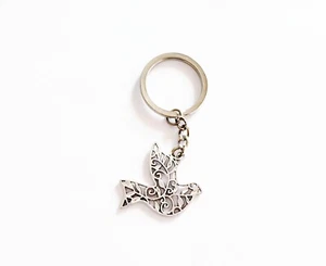 Dove Keychain, Flying Dove Keychain, Dove Zipper Pull, Bird Lover, Peace Symbol - Picture 1 of 2