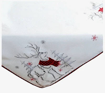 Tischdecke 85 x 85 cm Stickerei bestickt Applikationen Hirsch Winter - Bild 1 von 2