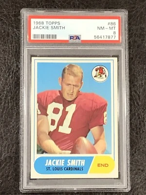 1968 Topps Football Jackie Smith #86 PSA 8 NM-MT HOF Rookie RC STL Cardinals - Image 1 of 2