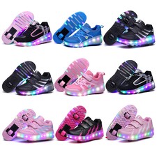 Retractable Kids Roller Skate Wheels LED Light Shoes Boys Girls Adults Sneakers