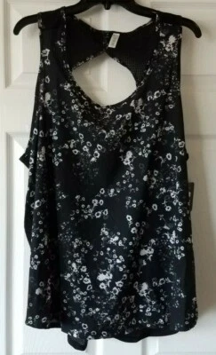 $59 Новый с Ярлыками Marc New York черный женщин цветочный Athletic эластичной Майка плюс размер 2 X - Изображение 1 из 4