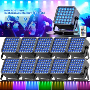 Luz Par Inalámbrica 108W Recargable Alimentada por Batería RGB 36LED Uplight DMX DJ - Imagen 1 de 17