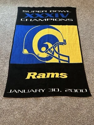 NFL St Louis Rams Superbowl XXXIV Champion Blanket 74x48 Vintage - Image 1 of 2