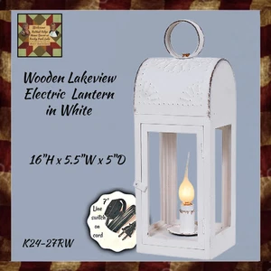 Wooden Lakeview Lantern in White - Picture 1 of 2