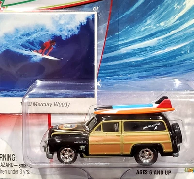 Johnny Lightning 50 1950 Mercury Woody Woodie Wagon Surf Rod Car MM Reef Devils - Image 1 of 2