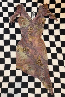 Nuevo con etiquetas Vestido Midi Urban Outfitters Devon Semi Transparente Gasa Púrpura Boho Paisley    Foto 1 de 4