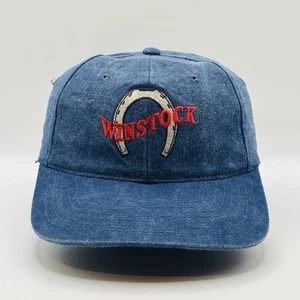 Vintage Winstock Country Music Festival Hat Cap Strapback Blue Denim Horseshoe - Picture 1 of 6