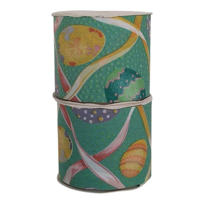 Lot of 2 Vintage Easter Eggs Ribbon 3" Fabric Roll 3 Yards Ea MSI AS2728-39 - Image 1 of 4