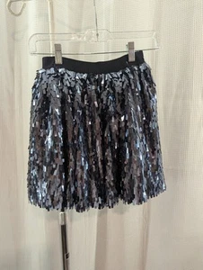 H&M Girls Dark Blue Gunmetal Sequin Short Skirt Size 8-9Y Euro 134 (D10) - Picture 1 of 7