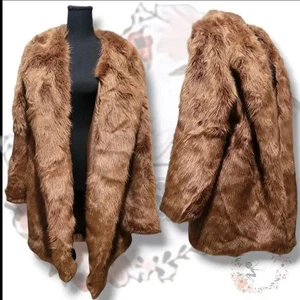 Fashion Nova Teddybär braun Kunstfell volle Länge Mantel Größe 1X - Bild 1 von 5