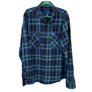 Camisa de franela a cuadros azul Dixxon manga larga para hombre 2XT abotonada 100 % poliéster - Imagen 1 de 6
