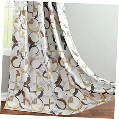  Velvet Curtains 63 Length, Geometric Tile Print 52"W x 63"L (Pack of 2) C3 - Image 1 of 4