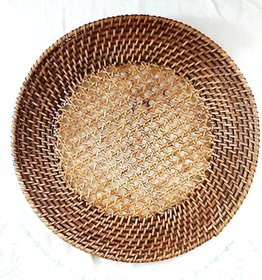 Woven Rattan Wicker Wall Decor/Plate Charger-Cained Ctr Tight Weave CLEARANCE - Image 1 of 3