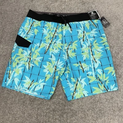Volcom Board Shorts Mens 36 Blue Mod Tech Lido Print Drawstring Swim NEW $58 - Image 1 of 4