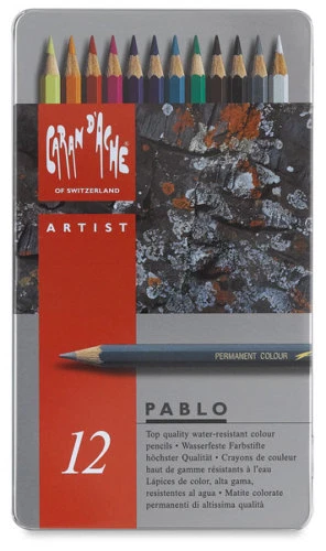 Caran D'ache Pablo Coloured Pencil 12 Colour Tin - Image 1 of 1
