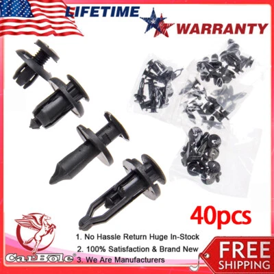40pcs Car Retainer Auto Fasteners Push Trim Plastic Clips Pin Rivet Bumper Kit - Image 1 of 4