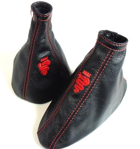 GTV Spider 916 Alfa Romeo cuffia cambio e freno in vera pelle nera con ricami - Imagen 1 de 1