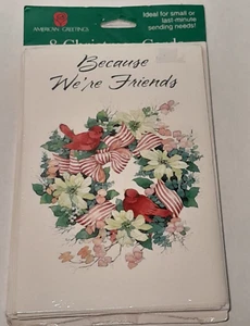 Christmas Cards Because Were Friends Merry Christmas Happy New Year Vintage USA - Picture 1 of 5