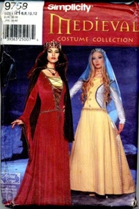 Uncut 9758 Dress Up Costume Pattern Ladies Medieval Wedding Gown Dress Size 6-12 - Picture 1 of 2