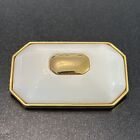 Crown Trifari Vintage Gold Plate statement Brooch Domed White Resin Big Rare ZF