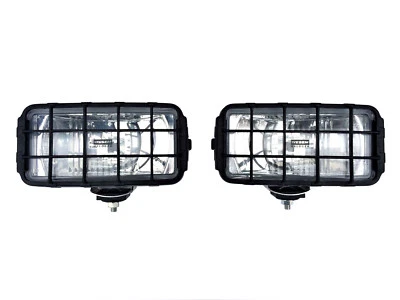 2x Fernscheinwerfer Scheinwerfer H3 Weiß 195x95 Schutzgitter 12/24V Halogen SET - Bild 1 von 4