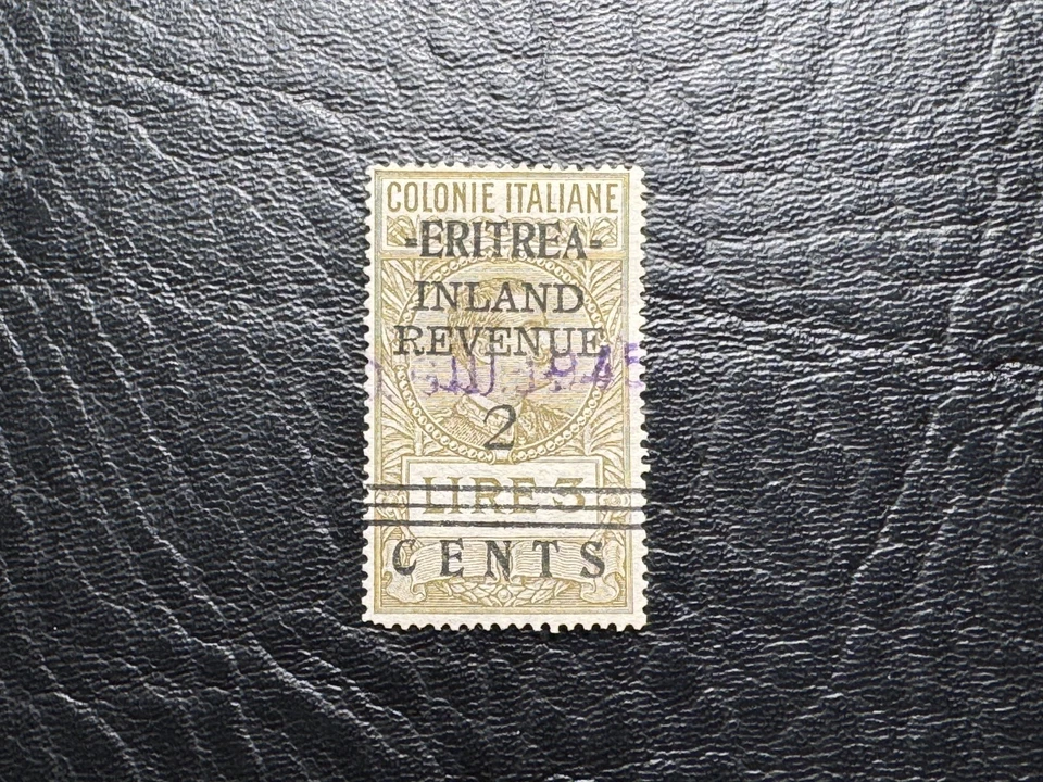 厄立特里亚 - 意大利财政邮票 Optd 厄立特里亚内陆收入 2c 3l 橄榄色 (1945) — 第 1/1 张图片