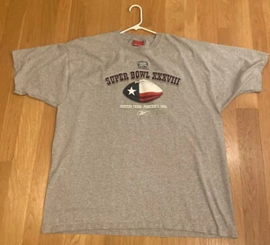 2004 Reebok Superbowl XXXVIII Houston TX Grey T-Shirt Size XL - Picture 1 of 5